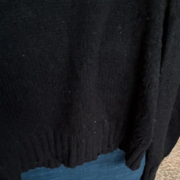 Z Supply Black Knit Mock Neck Ruffle Detail Puff Sleeve Sweater - Picture 5 of 7